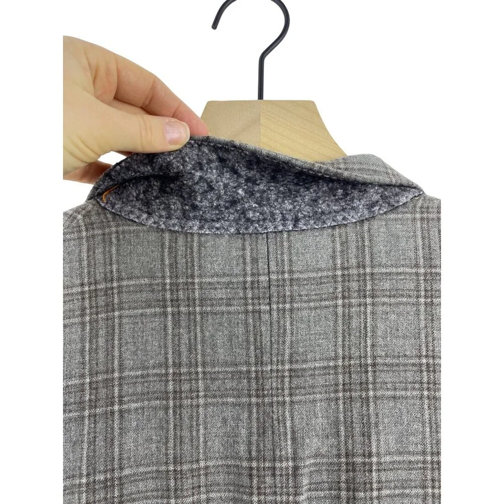 Loro Piana Saks Fifth Mens 44R Cashmere Silk Plaid Neutral Blazer Sport Coat